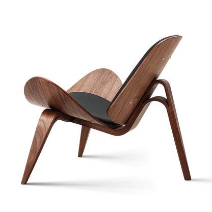 Hans Wegner Shell Chair Black Leather Replica