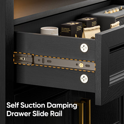 Arched Storage Cabinet with Glass Doors and Auto Sensor LED Lights