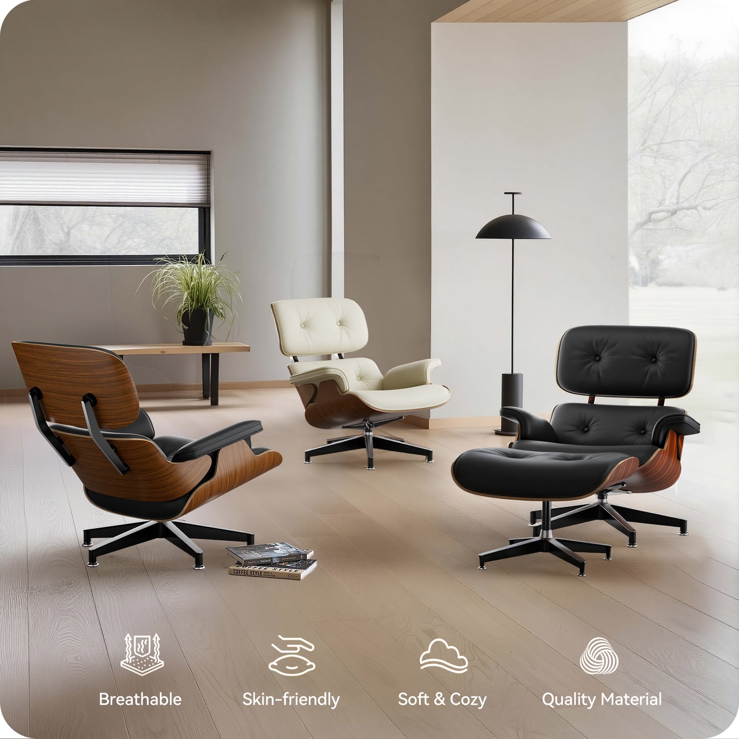 Top Grain Leather Eames Lounge Chair With Ottoman replica (Premier Tall Version 2026)