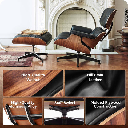 Top Grain Leather Eames Lounge Chair With Ottoman replica (Premier Tall Version 2026)