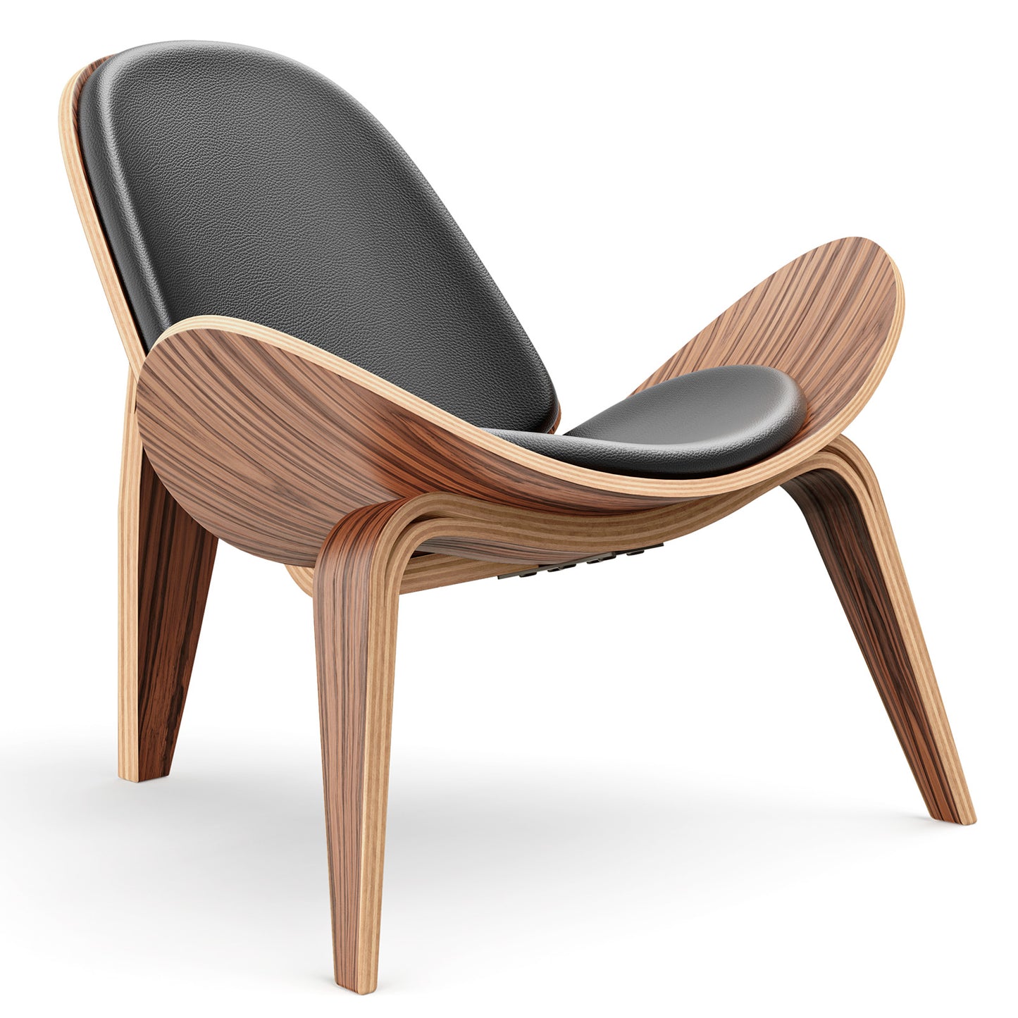 Shell Chair Black Leather by Hans Wegner | FHSLIFE