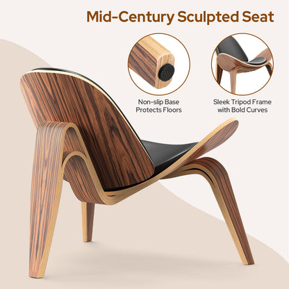 Shell Chair Black Leather by Hans Wegner | FHSLIFE