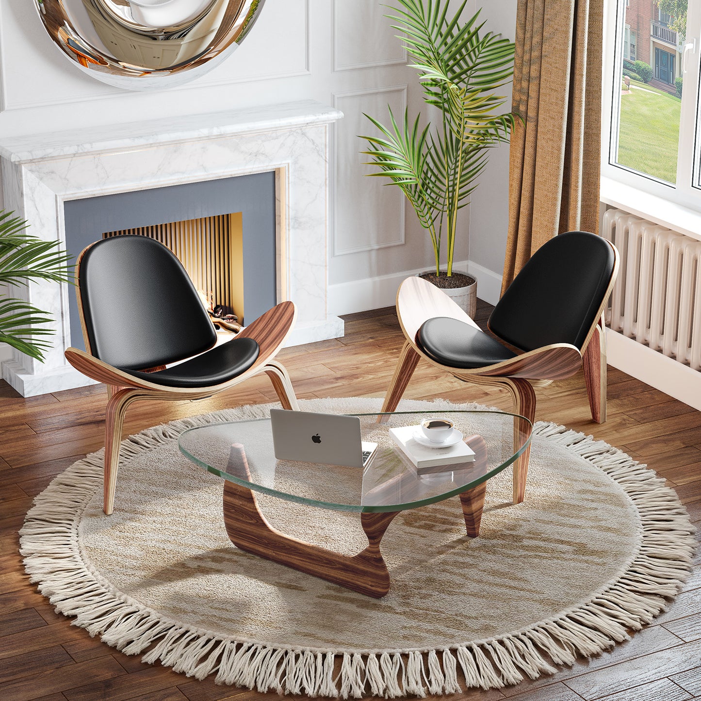 Shell Chair Black Leather by Hans Wegner | FHSLIFE