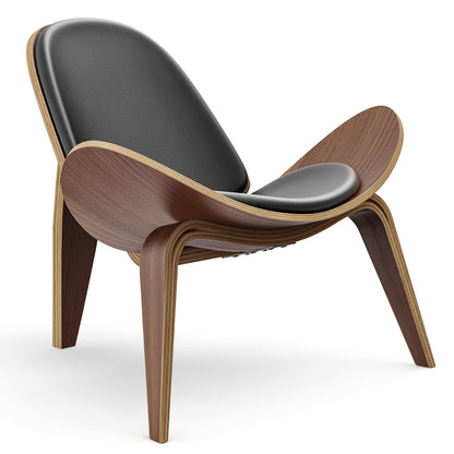 Shell Chair Black Leather by Hans Wegner | FHSLIFE