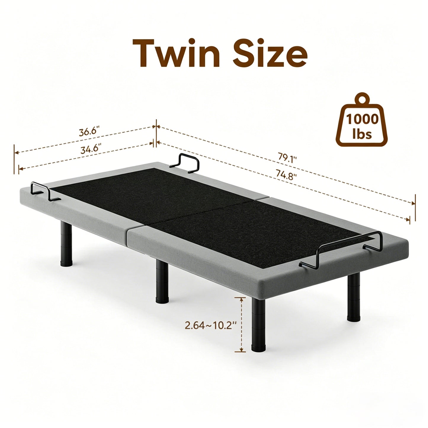 Twin Split King Size Adjustable Bed Base Frame with Massage