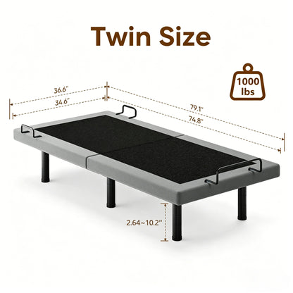 Twin Split King Size Adjustable Bed Base Frame with Massage