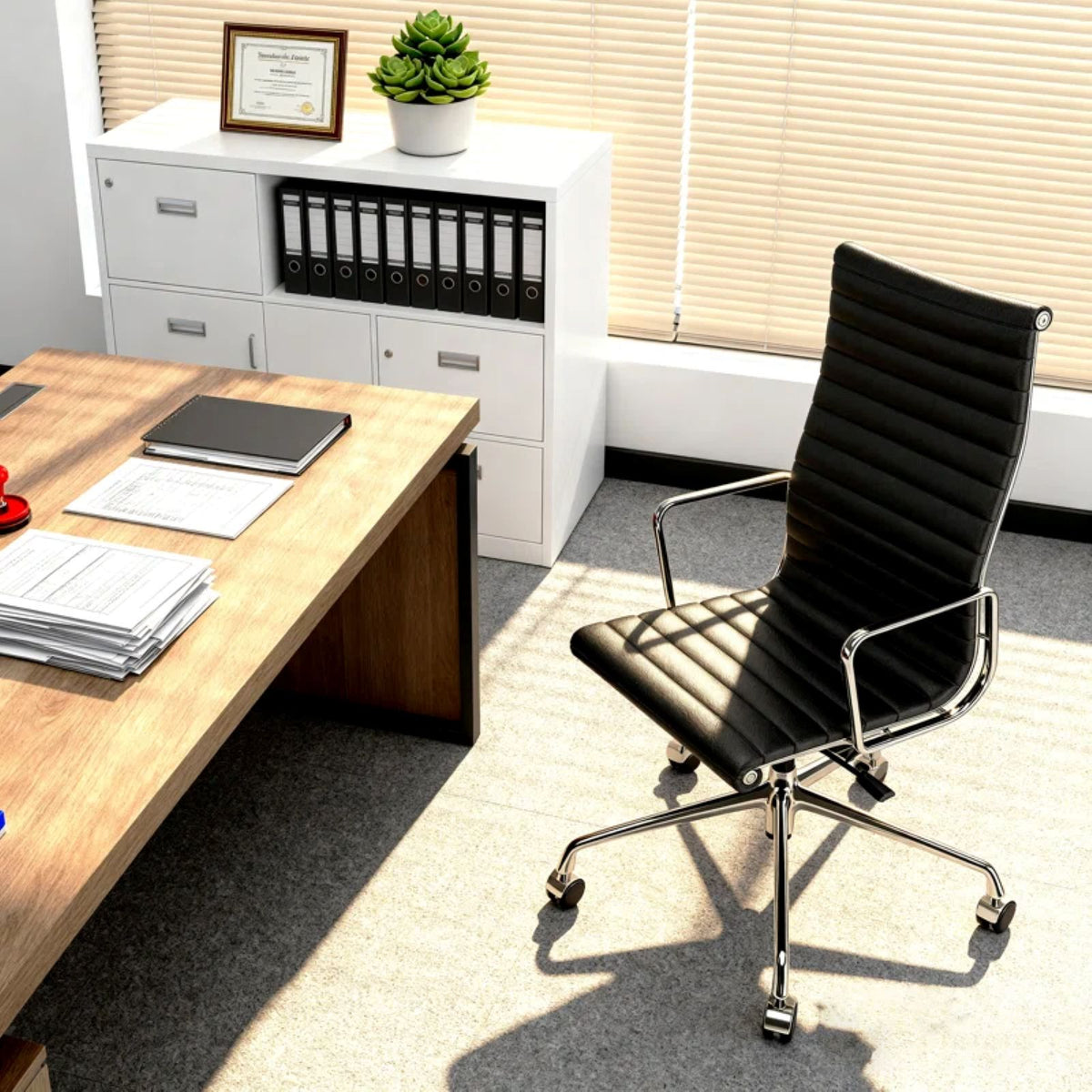 Eames Office Aluminum Group Chair - Top Grain Leather