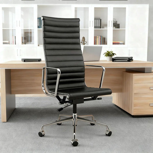 Eames Aluminum Office Executive Group Chair - Top Grain Leather