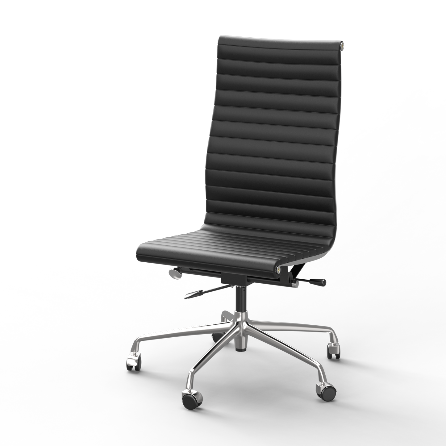 Ribbed Genuine Leather Armless Executive Swivel Eames office chair