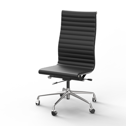Ribbed Genuine Leather Armless Executive Swivel Eames office chair
