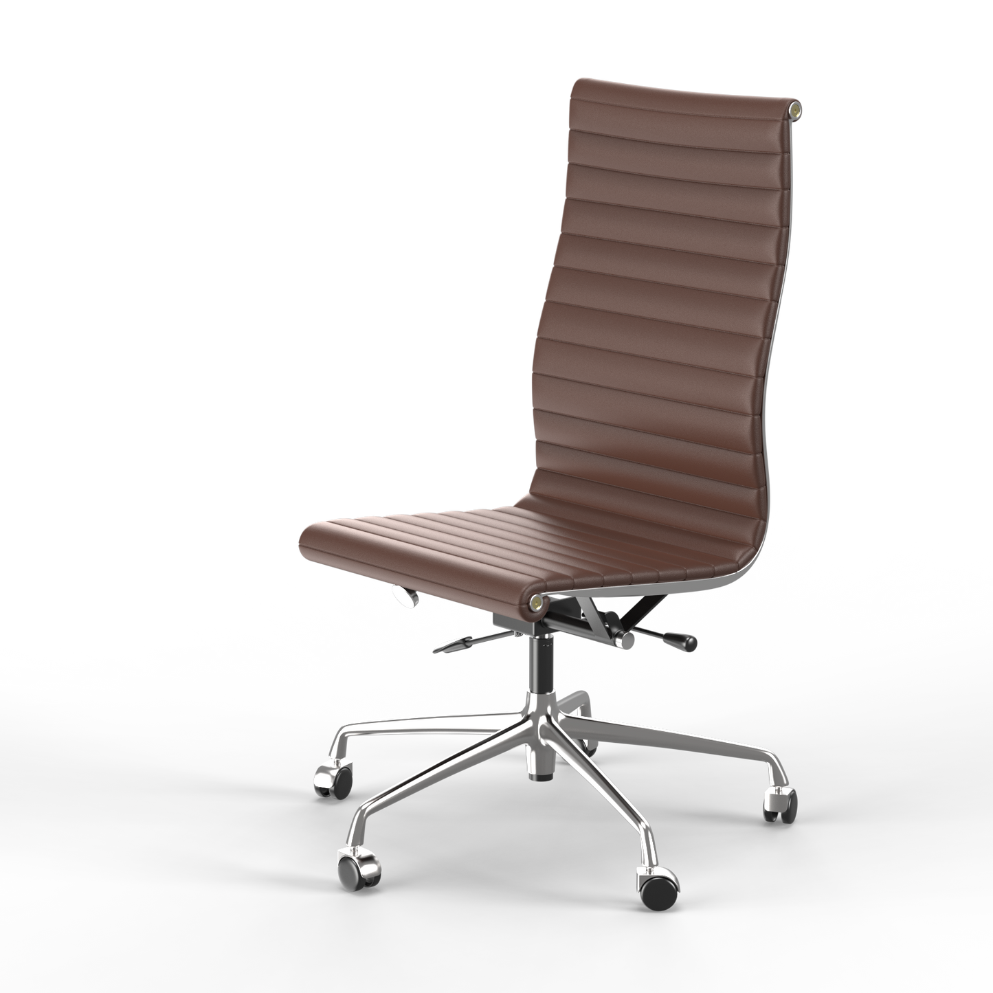 Ribbed Genuine Leather Armless Executive Swivel Eames office chair