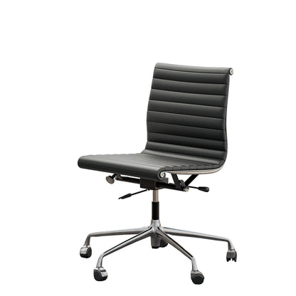Ribbed Genuine Leather Armless Executive Swivel Eames office chair