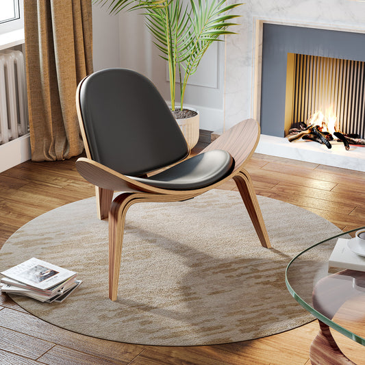 Shell Chair Black Leather by Hans Wegner