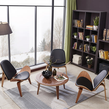 Shell Chair Black Leather by Hans Wegner