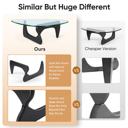 Coffee Triangle Glass Table Inspired by Noguchi