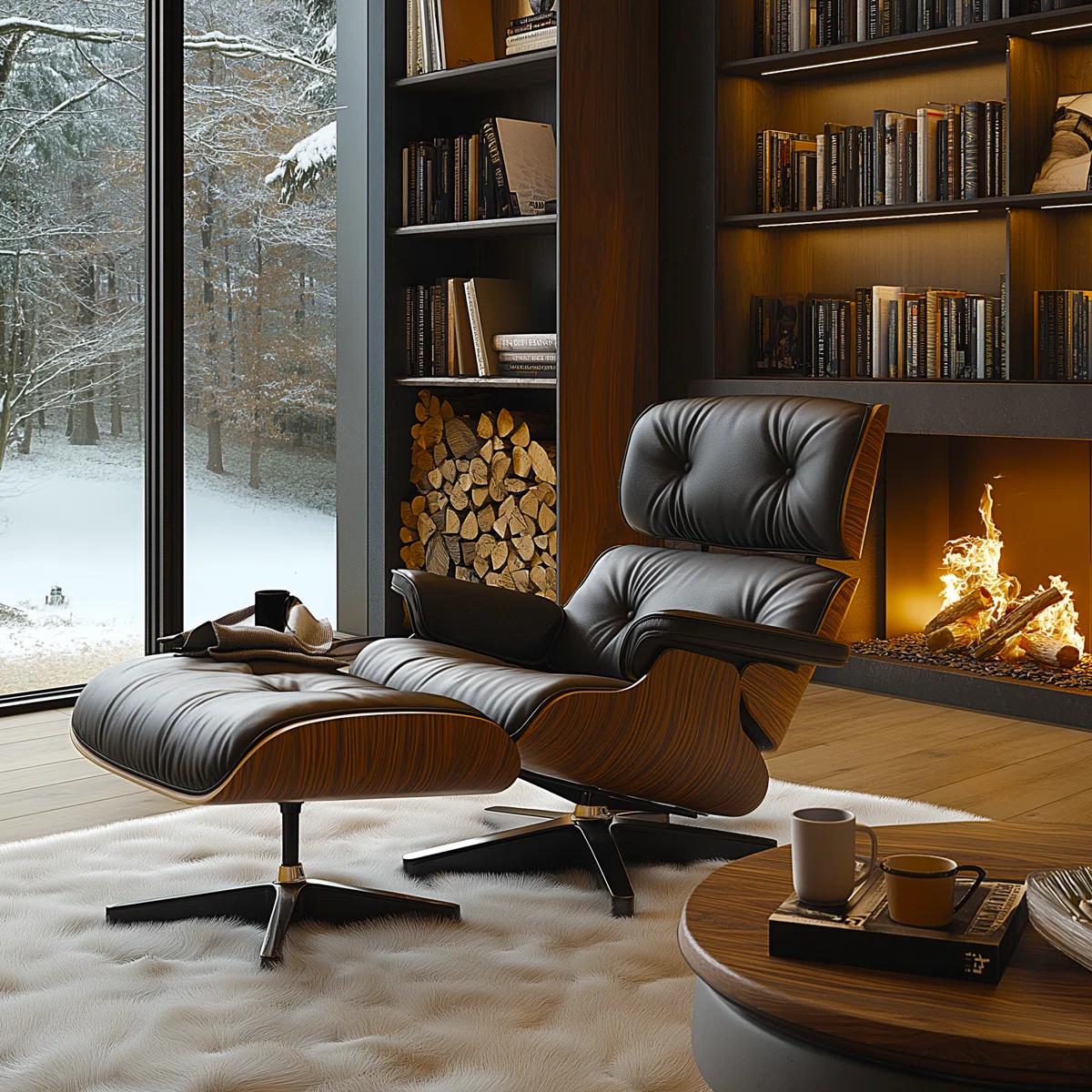 Replica Top Grain Leather Eames Lounge Chair With Ottoman (Premier Tall Version)