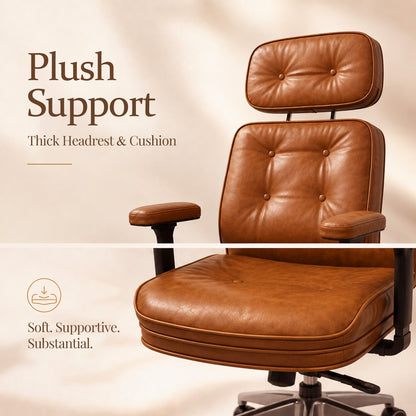 Mid-Century Modern Leather Executive Office Chair