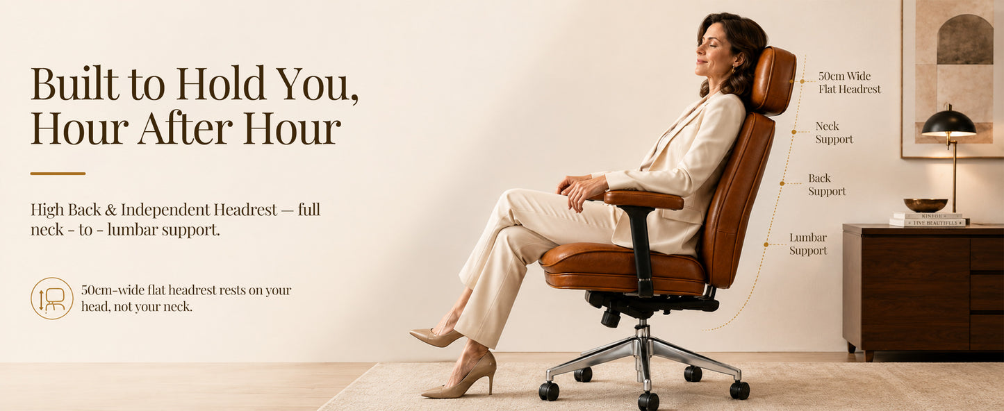 Mid-Century Modern Leather Executive Office Chair