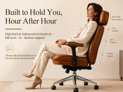Mid-Century Modern Leather Executive Office Chair