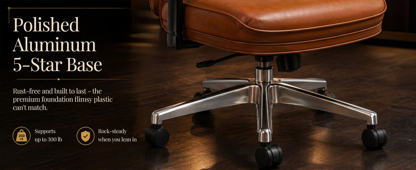 Mid-Century Modern Leather Executive Office Chair