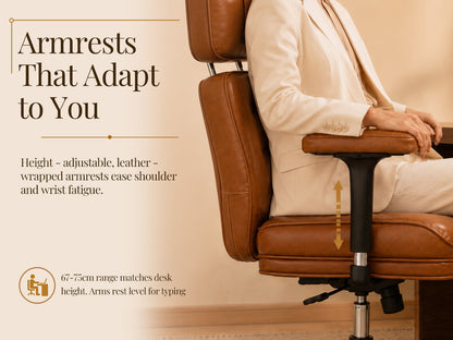 Mid-Century Modern Leather Executive Office Chair