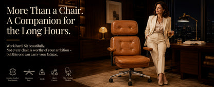 Mid-Century Modern Leather Executive Office Chair