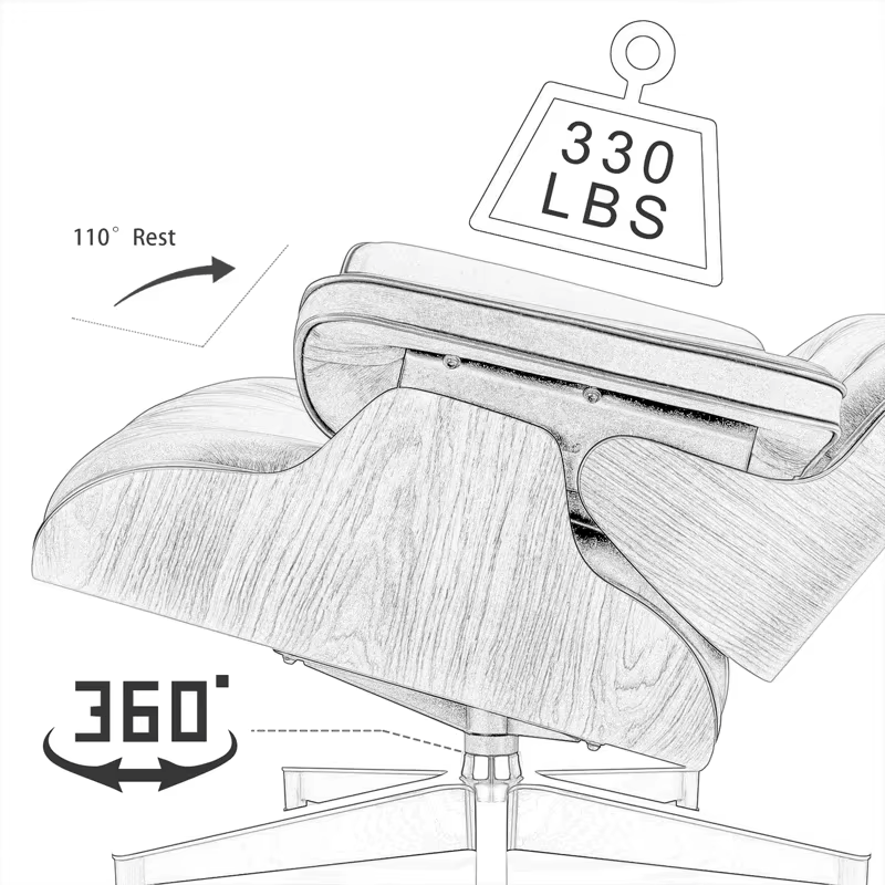 Top Grain Leather Eames Lounge Chair With Ottoman replica (Premier Tall Version 2026)
