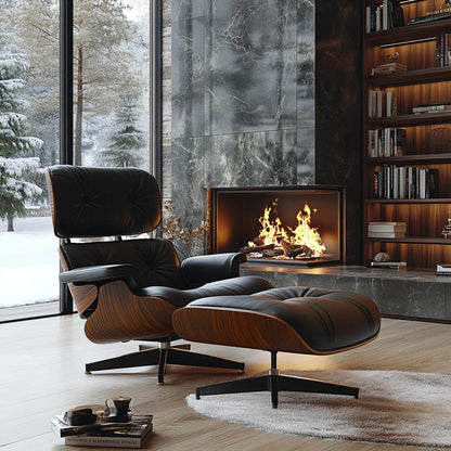 Replica Top Grain Leather Eames Lounge Chair With Ottoman (Premier Tall Version)