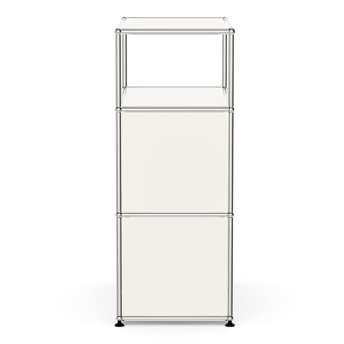 White USM Haller Style Modular Storage Cabinet with Open Shelf & Lockable Doors