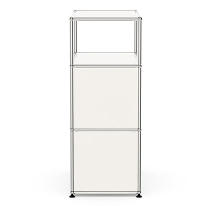 White USM Haller Style Modular Storage Cabinet with Open Shelf & Lockable Doors