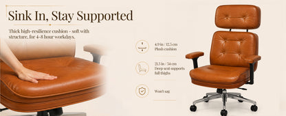 Mid-Century Modern Leather Executive Office Chair