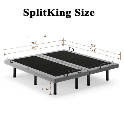 Twin Split King Size Adjustable Bed Base Frame with Massage | FHSLife