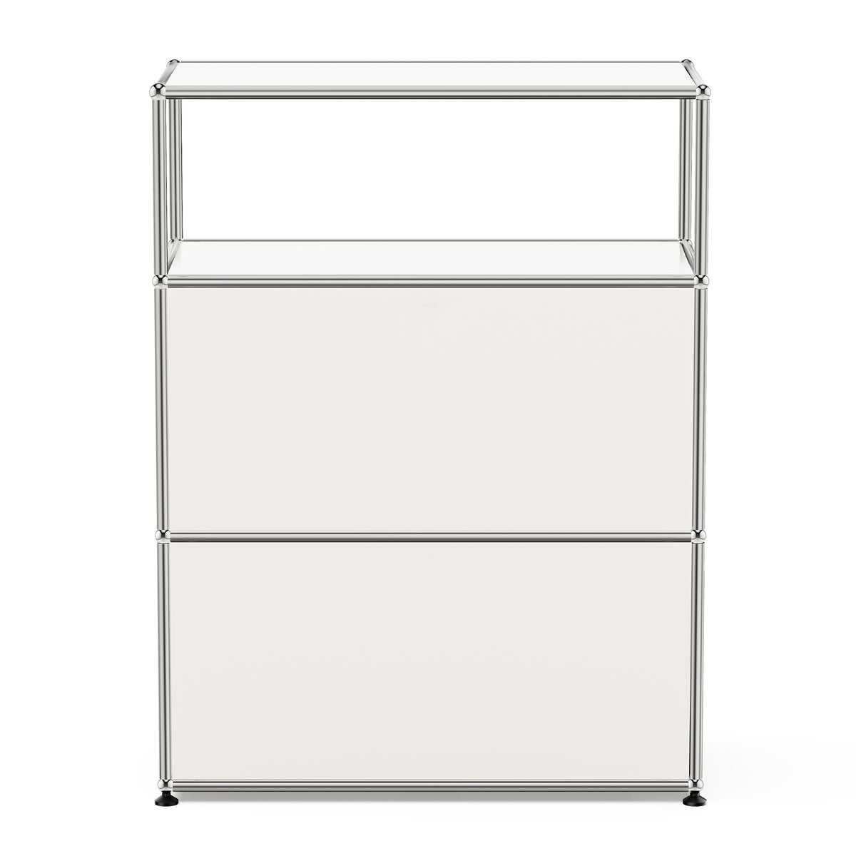 White USM Haller Style Modular Storage Cabinet with Open Shelf & Lockable Doors