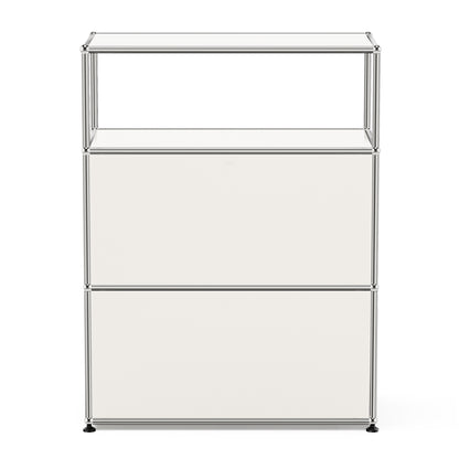 White USM Haller Style Modular Storage Cabinet with Open Shelf & Lockable Doors