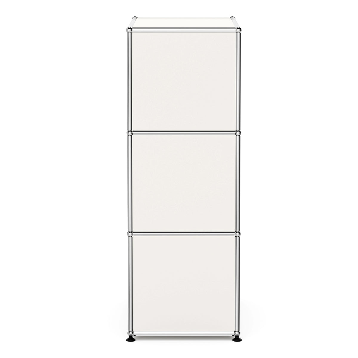 White USM Haller Style Modular Storage Cabinet – 3-Tier Chrome Frame Cabinet
