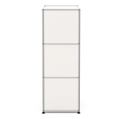 White USM Haller Style Modular Storage Cabinet – 3-Tier Chrome Frame Cabinet