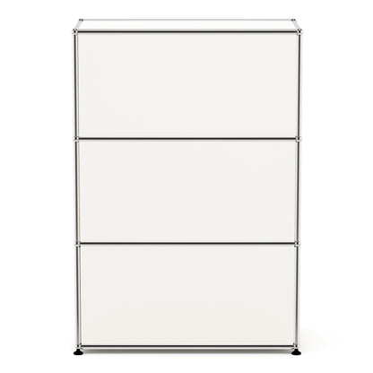 White USM Haller Style Modular Storage Cabinet – 3-Tier Chrome Frame Cabinet