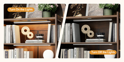 71'' Tall Full Wood Arched Storage Cabinet Adjustable Shelves Bookcase With LED Lights