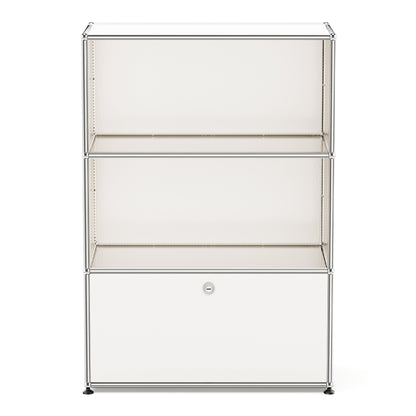 White USM Haller Style Modular Storage Cabinet – 3-Tier Chrome Frame Cabinet