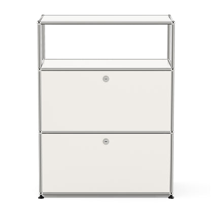 White USM Haller Style Modular Storage Cabinet with Open Shelf & Lockable Doors