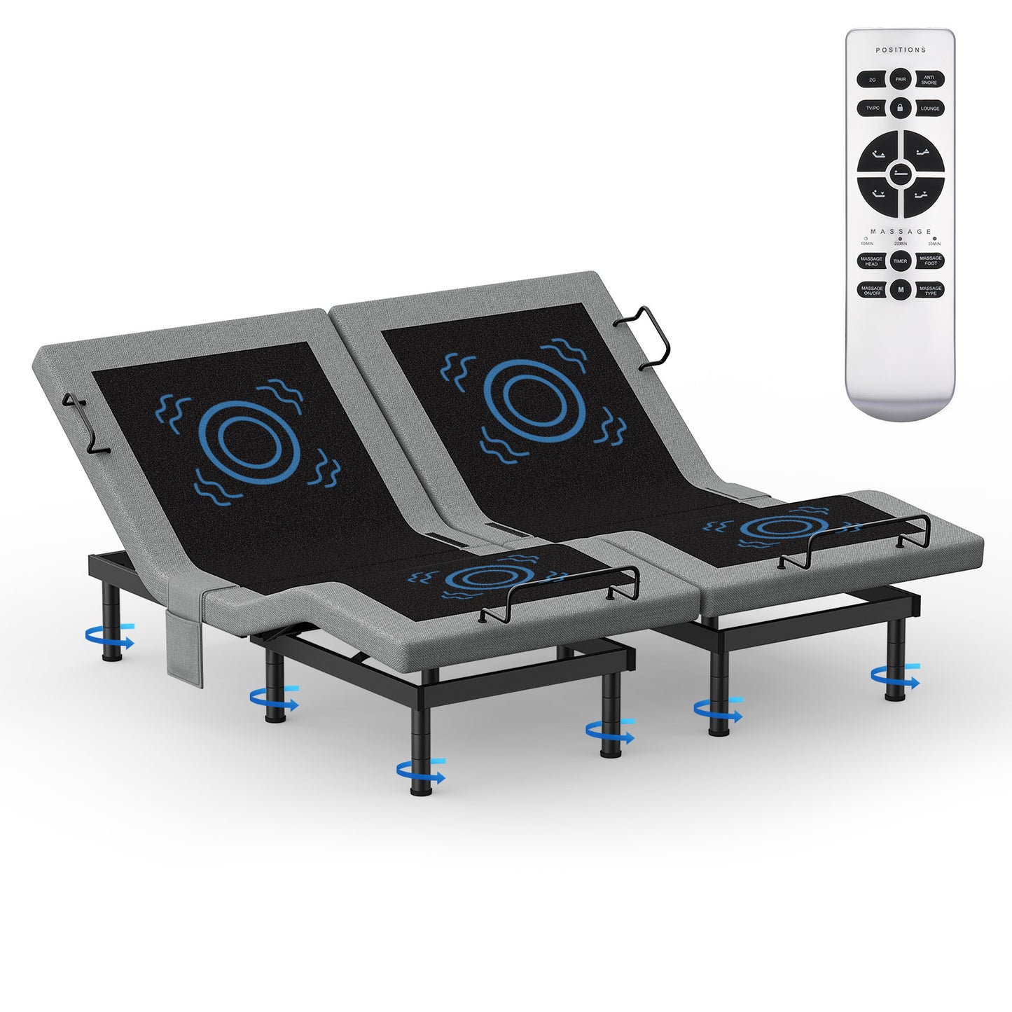 Twin Split King Size Adjustable Bed Base Frame with Massage | FHSLife