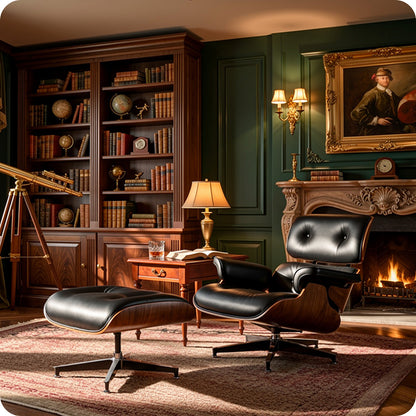 Top Grain Leather Eames Lounge Chair And Ottoman Replica (Premier Tall Version)
