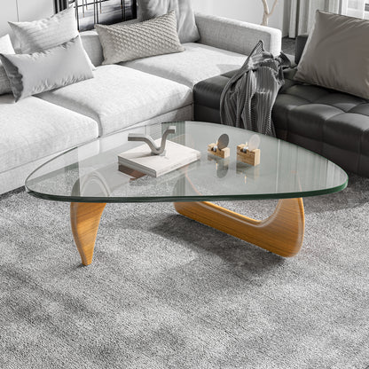 Coffee Triangle Glass Table Inspired by Noguchi