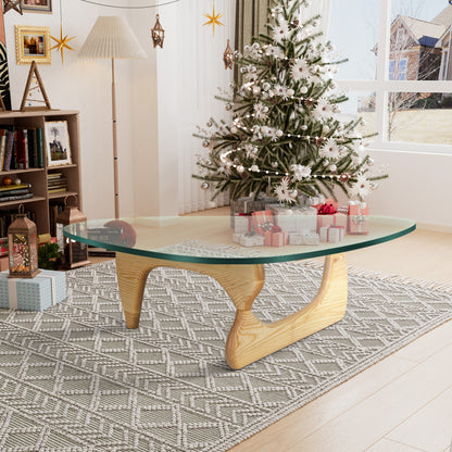 Coffee Triangle Glass Table Inspired by Noguchi