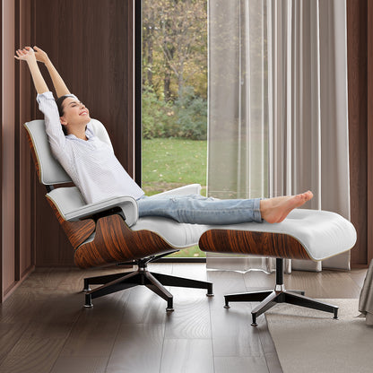 Replica Top Grain Leather Eames Lounge Chair With Ottoman (Premier Tall Version)